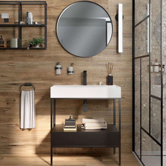 Leroymerlin Rubinetto per lavabo a canna media Studio nero spazzolato opaco SENSEA H 16 cm Enormi risparmi