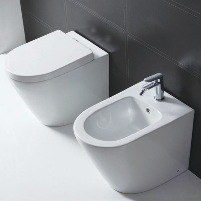Leroymerlin Vaso WC filomuro SENSEA compacta sedile incluso P 55 x L 36 x H 39.5 cm bianco Super Saving Price