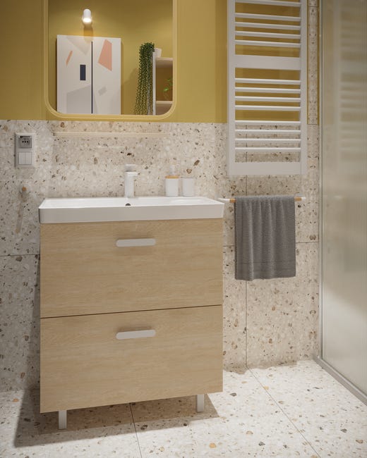 Leroymerlin Lavabo integrale a incasso bacino al centro rettangolare Easy L 71.4 x H 15.5 x P 42.4 cm in ceramica bianco Only for today
