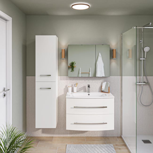 Leroymerlin Mobile da bagno sotto lavabo Perla bianco laccato opaco L 81.2 x H 53.7 x P 47.5 cm 2 cassetti lavabo non incluso Super sconto