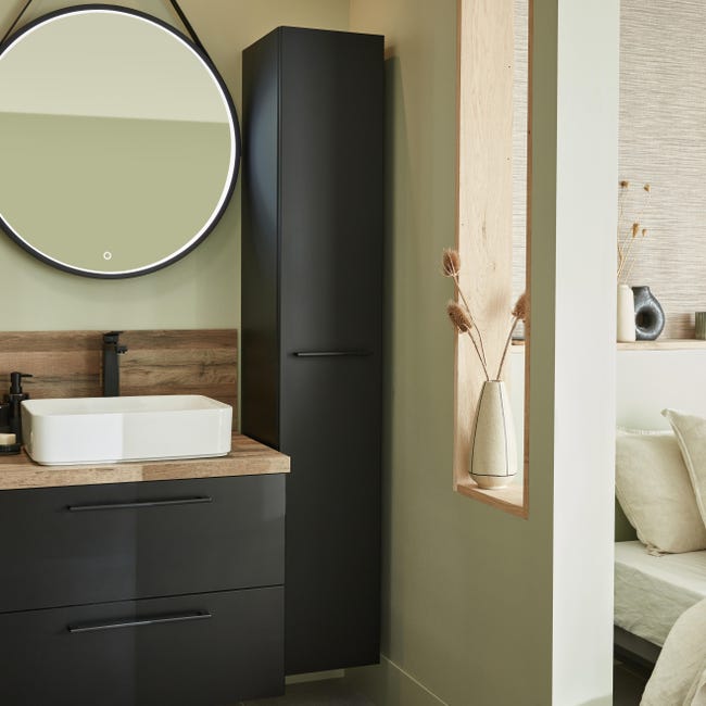 Leroymerlin Anta mobile da bagno nero SENSEA L 30 x H 172.9 x Sp 1.8 cm Trasporto libero internazionale