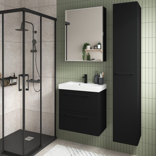 Leroymerlin Anta mobile da bagno nero SENSEA L 30 x H 172.9 x Sp 1.8 cm Trasporto libero internazionale