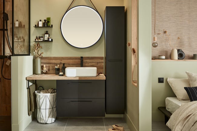 Leroymerlin Anta mobile da bagno nero SENSEA L 30 x H 172.9 x Sp 1.8 cm Trasporto libero internazionale
