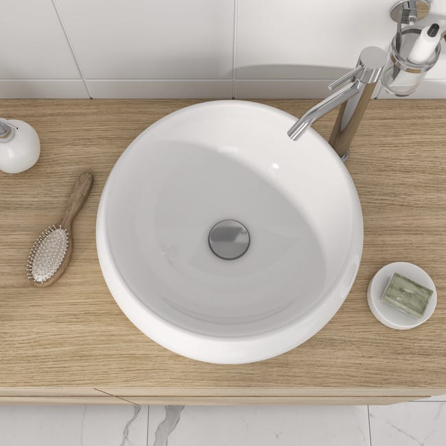Leroymerlin Lavabo da appoggio Lune tondo in ceramica L 40 x P 40 x H 15.5 cm bianco Duty-free