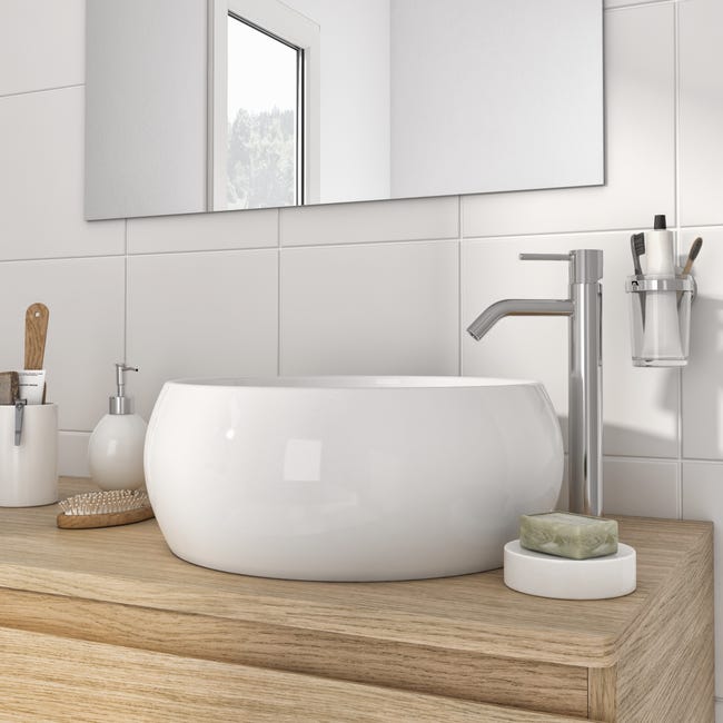 Leroymerlin Lavabo da appoggio Lune tondo in ceramica L 40 x P 40 x H 15.5 cm bianco Duty-free