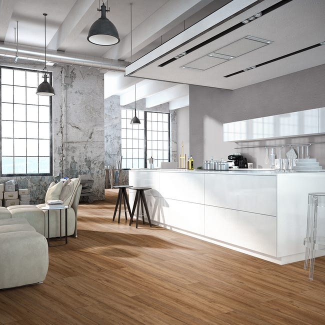 Leroymerlin Pavimento laminato ARTENS H2O HONEY marrone resistente all'acqua Sp 8mm Italy