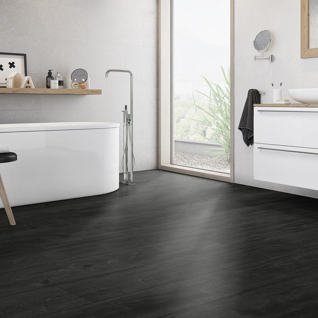 Leroymerlin Pavimento laminato ARTENS Oak black nero resistente all'acqua Sp 8mm Qualità Garantita