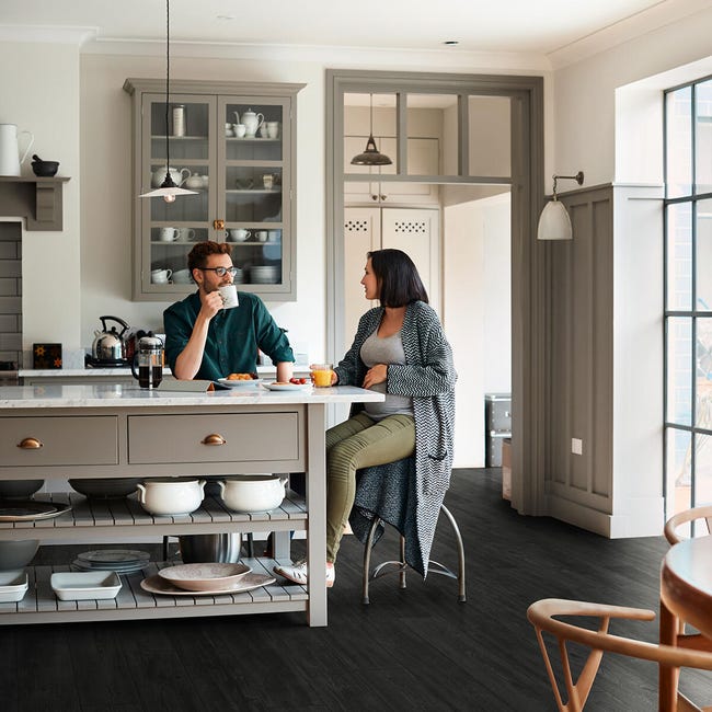 Leroymerlin Pavimento laminato ARTENS Oak black nero resistente all'acqua Sp 8mm Qualità Garantita