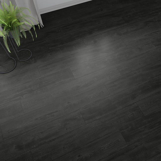 Leroymerlin Pavimento laminato ARTENS Oak black nero resistente all'acqua Sp 8mm Qualità Garantita