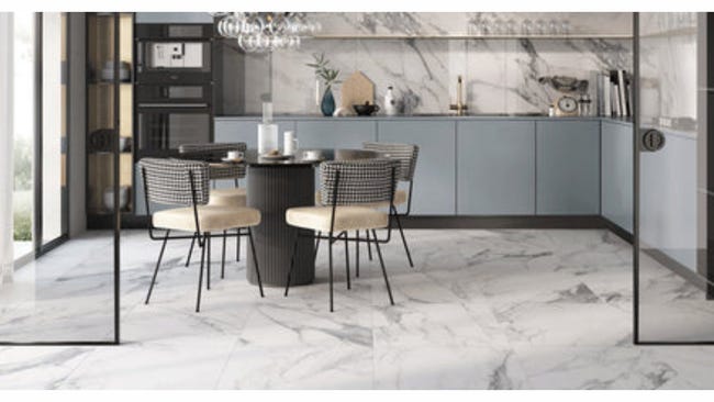 Leroymerlin Piastrella da pavimento e rivestimento interno rettificato Statuario in gres porcellanato bianco 60 x 60cm Sp. 8 mm traffico medio (pei 2/5) R9 Promozione Limitata