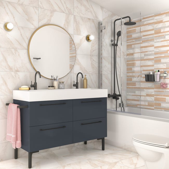 Leroymerlin Piastrella battiscopa Remix marble colore bianco H 0.74 x L 60 cm x Sp 7.4 mm Fino Al -60%