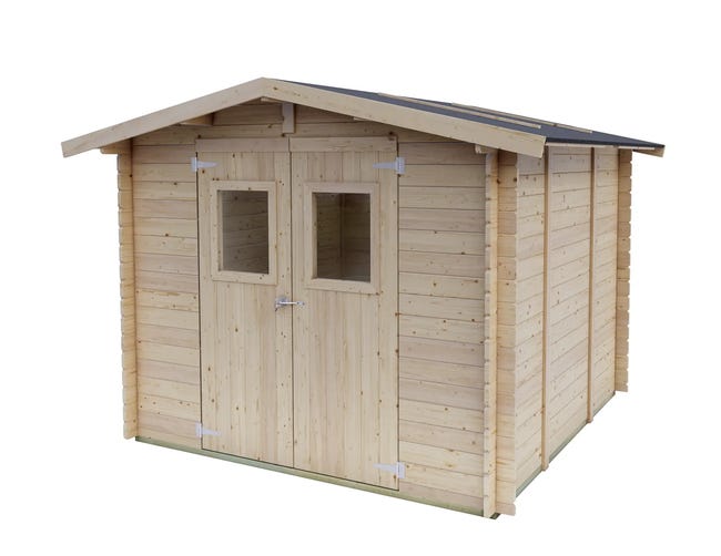 Leroymerlin Casetta da giardino in legno Silvy Bh25 249x249 cm Pefc Legno grezzo con porta doppio battente superficie totale 6.2 m² e spessore parete 25 mm Offerta settimanale