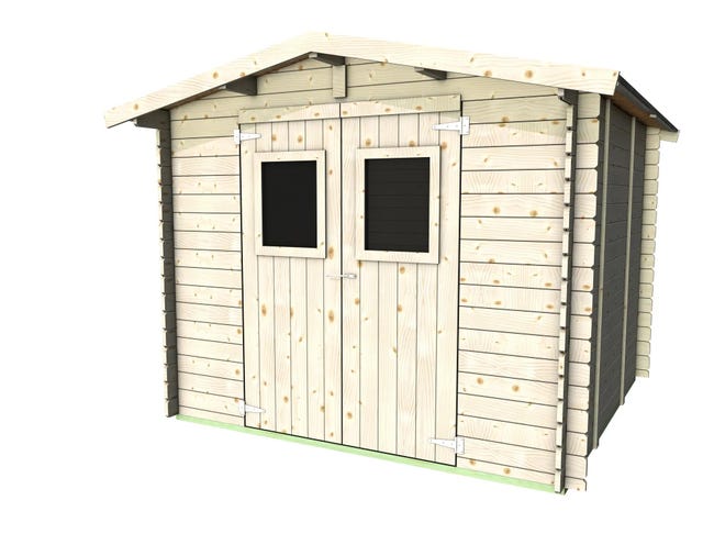 Leroymerlin Casetta da giardino in legno Silvy Bh25 249x249 cm Pefc Legno grezzo con porta doppio battente superficie totale 6.2 m² e spessore parete 25 mm Offerta settimanale