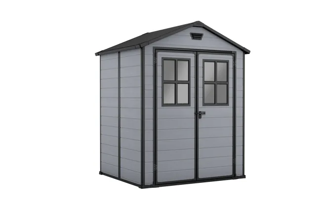 Leroymerlin Casetta da giardino KETER in polipropilene Exclusive Grigio chiaro con porta doppio battente superficie totale 2.81 m² e spessore parete 16 mm Rilascio limitato
