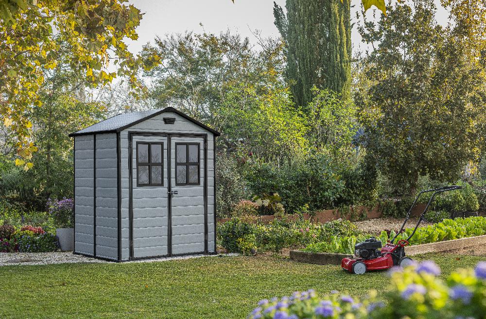 Leroymerlin Casetta da giardino KETER in polipropilene Exclusive Grigio chiaro con porta doppio battente superficie totale 2.81 m² e spessore parete 16 mm Rilascio limitato