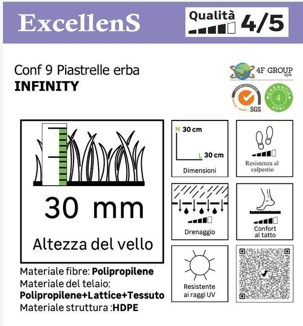 Leroymerlin Piastrelle ad incastro 4F GROUP Erba 9 pezzi in pvc 30 x 30 cm Sp 30 mm verde Ultimi due giorni