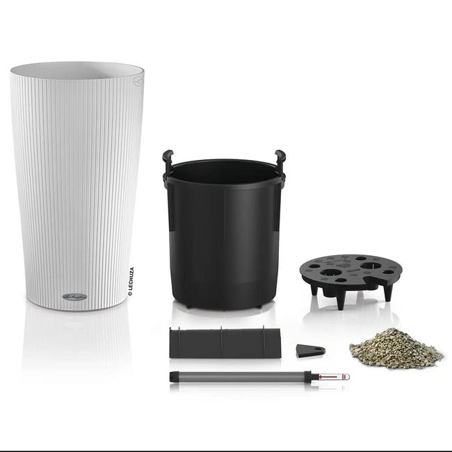 Leroymerlin Vaso per piante e fiori Cilindro Color 32 - Bianco LECHUZA in polipropilene bianco H 56 cm Ø 32 cm Officina