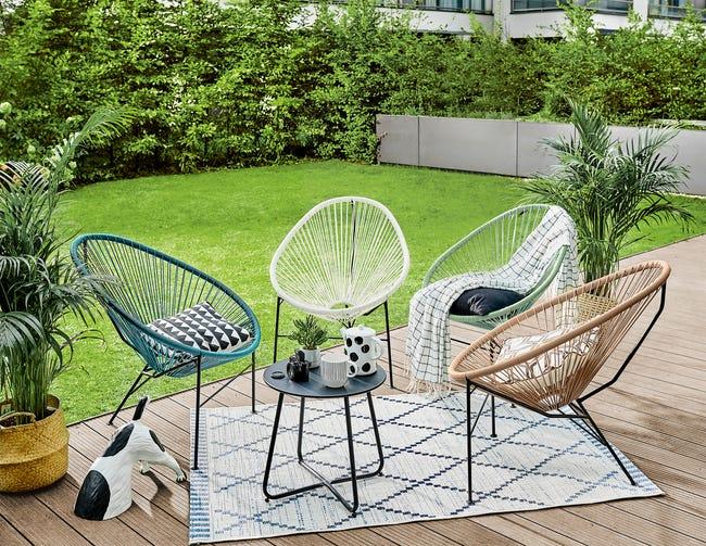 Leroymerlin Sedia da giardino senza cuscino Acapulco in acciaio con seduta in rattan sintetico verde In Linea