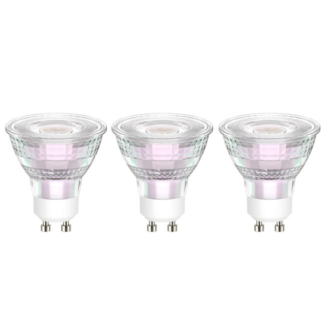 Leroymerlin Set da 3 lampadine LED GU10 faretto trasparente luce calda 3.9W= 450LM (equiv 50 W) 100° LEXMAN Affare Del Giorno