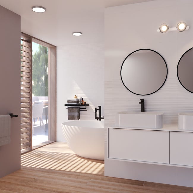Leroymerlin Faretto fisso da incasso LED Sanoa tondo nichel foro incasso 22 5 cm luce passaggio dal bianco caldo al bianco neutro Outlet