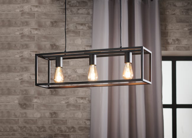 Leroymerlin Lampadario Design Eldrick nero 3x E27 INSPIRE Offerte