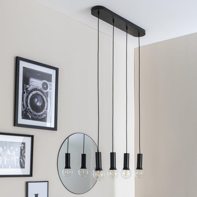 Leroymerlin Lampadario Design Hoki nero 4x E27 INSPIRE In Saldo