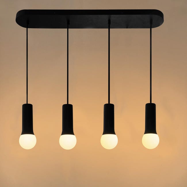 Leroymerlin Lampadario Design Hoki nero 4x E27 INSPIRE In Saldo
