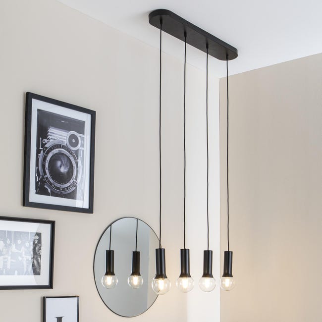 Leroymerlin Lampadario Design Hoki nero 4x E27 INSPIRE In Saldo