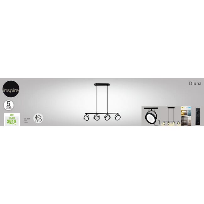Leroymerlin Lampadario LED design Diuna nero Ø95cm luce con 3 temperature di colore 2816 lumen INSPIRE Offerta natalizia