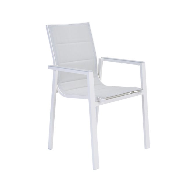 Leroymerlin Sedia da giardino senza cuscino Orion NATERIAL con braccioli in alluminio con seduta in textilene bianco