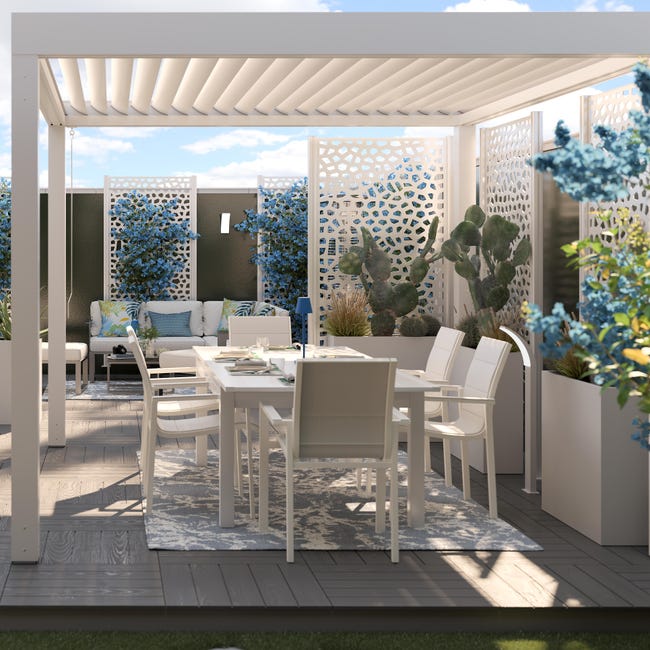 Leroymerlin Sedia da giardino senza cuscino Orion NATERIAL con braccioli in alluminio con seduta in textilene bianco Offerta speciale della fabbrica