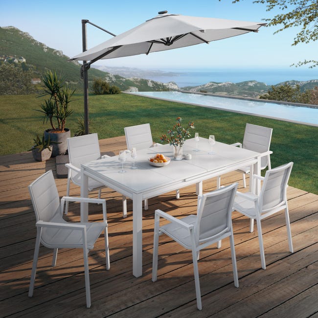 Leroymerlin Sedia da giardino senza cuscino Orion NATERIAL con braccioli in alluminio con seduta in textilene bianco Offerta speciale della fabbrica