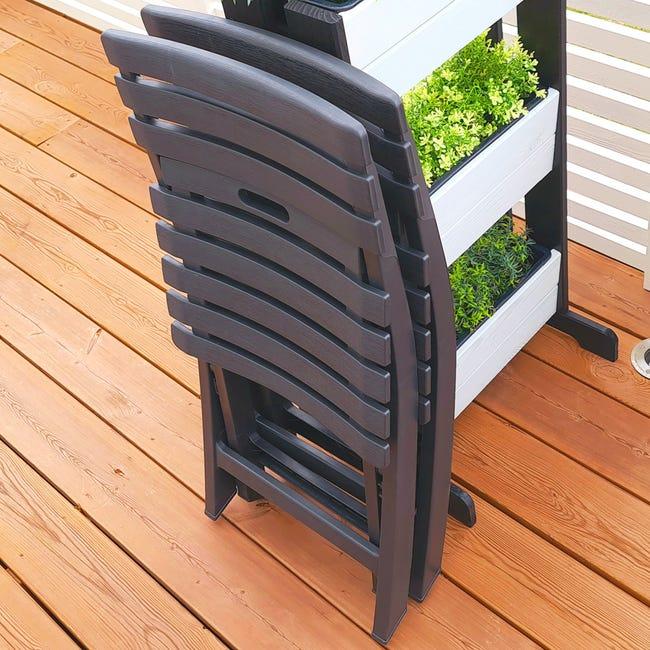 Leroymerlin Sedia da giardino senza cuscino Birki pieghevole in polipropilene con seduta in polipropilene antracite Italy