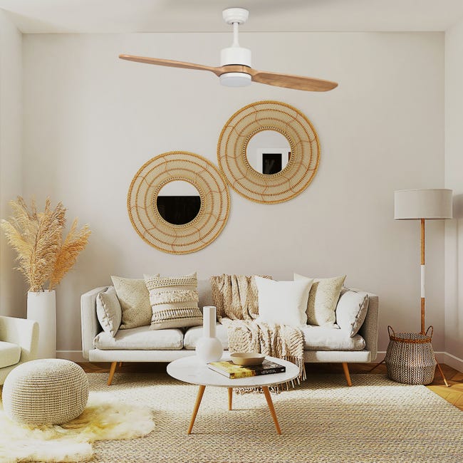 Leroymerlin Ventilatore da soffitto Bambu bambù Ø 132 cm dimmerabile SULION IP20