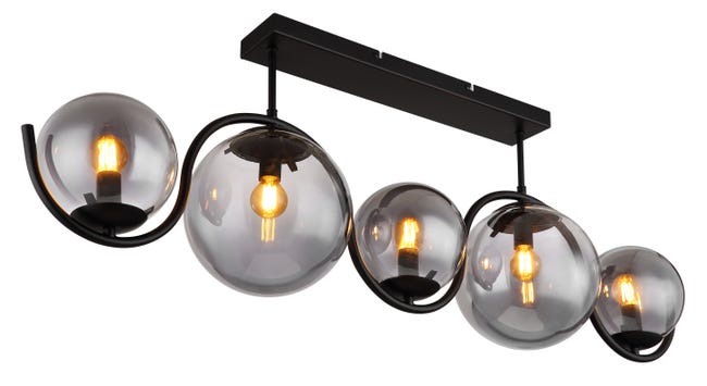 Leroymerlin Plafoniera moderno Porry 5 x E14 nero 20 cm Shopping online