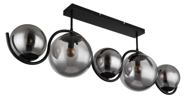 Leroymerlin Plafoniera moderno Porry 5 x E14 nero 20 cm Shopping online