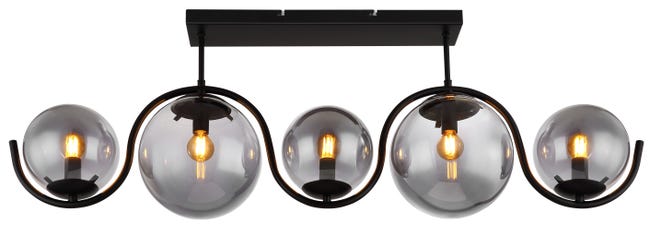 Leroymerlin Plafoniera moderno Porry 5 x E14 nero 20 cm Shopping online