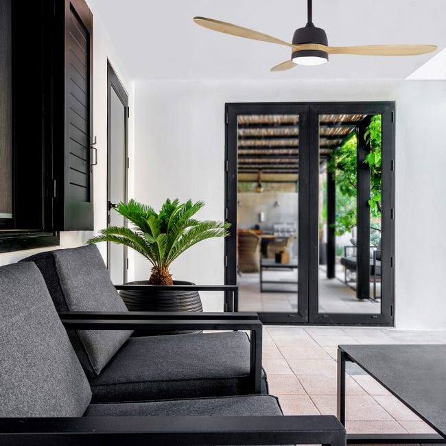 Leroymerlin Ventilatore da soffitto Julia rovere Ø 135 cm CCT dimmerabile SULION IP44 Offerta esclusiva
