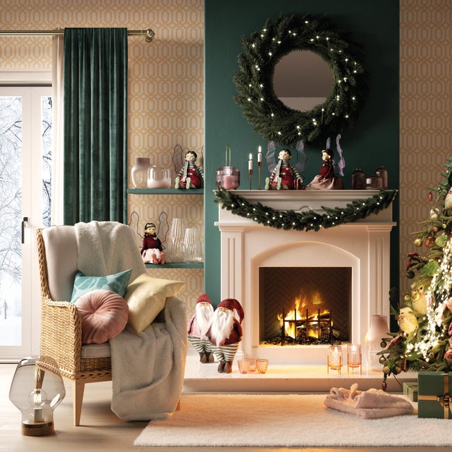 Leroymerlin Tappeto tapp. Twinkle white natale antiscivolo bianco L 170 x L 120 cm Offerta natalizia
