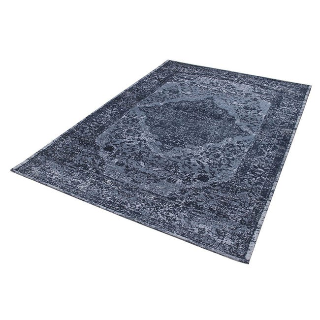 Leroymerlin Tappeto Argentella orientale in cotone blu L 200 x L 140 cm Liquidazione