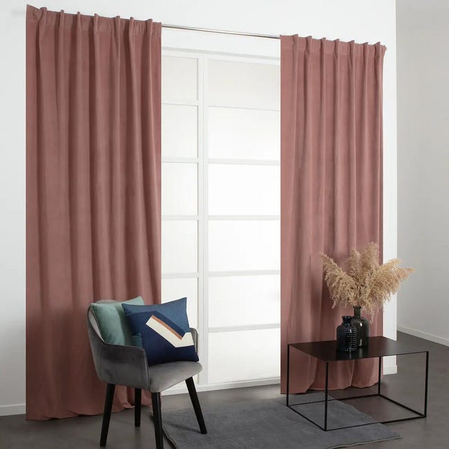 Leroymerlin Tenda Mystic rosa occhiello e fettuccia e passanti nascosti 135x280 cm