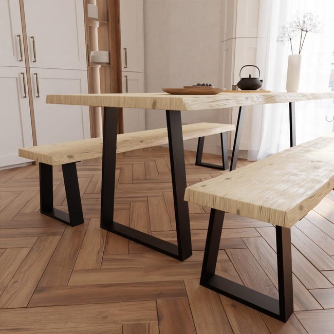 Leroymerlin Panca da interno Trapezium in acciaio e seduta in legno nero e marrone Black Friday Prezzi