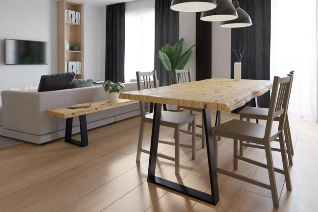 Leroymerlin Tavolo da pranzo fisso Trapezium in legno grezzo naturale per 8 persone L 200 x L 90 X H 75.5 cm In vendita