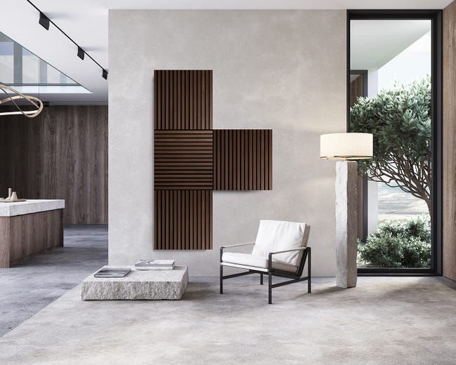 Leroymerlin Pannello decorativo fonoassorbente Square Superior FIBROTECH Rovere scuro L 52 x L 52 cm Sp 22 mm confezione da 2 pezzi 50% di sconto per tempo limitato