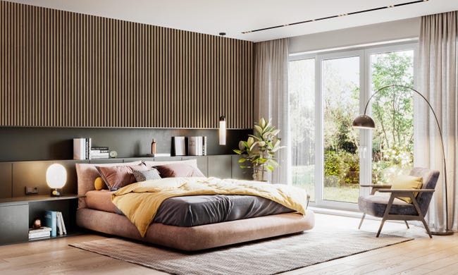 Leroymerlin Pannello decorativo fonoassorbente Superior FIBROTECH Rovere scuro L 244 x L 60 cm Sp 22 mm Italy