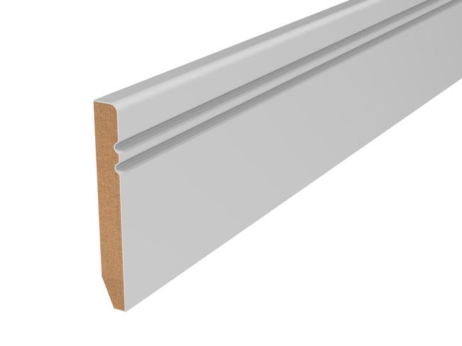 Leroymerlin Battiscopa Classic Ducale in mdf bianco Sp 10 mm x H 8 x L 220 cm / 2.2 m Presa