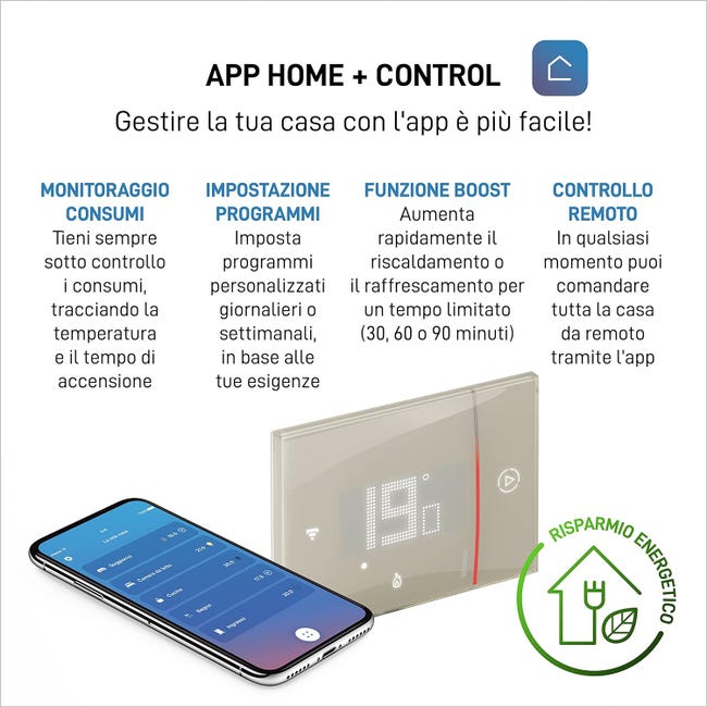 Leroymerlin Termostato intelligente e connesso BTICINO Cronotermostato WiFi sabbia Enormi risparmi