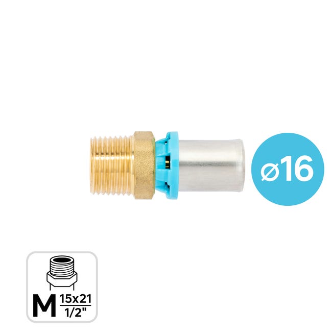 Leroymerlin Manicotto per tubo in ottone M 1/2" (15x21) 16 mm M 1/2" (15x21) L51.8 mm Latest stili