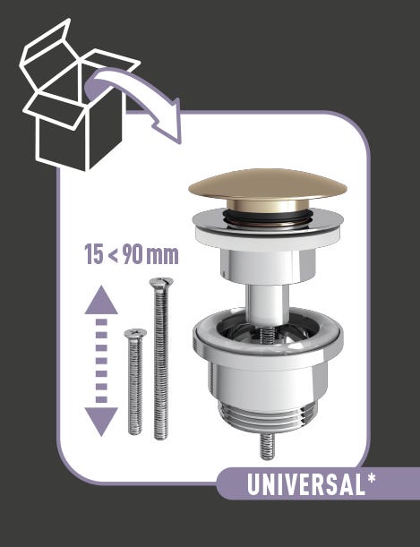 Leroymerlin Piletta per lavabo click-clack EQUATION in ottone prodotto senza finitura attacco 1 1/4" foro Ø 40 mm con troppopieno Officina