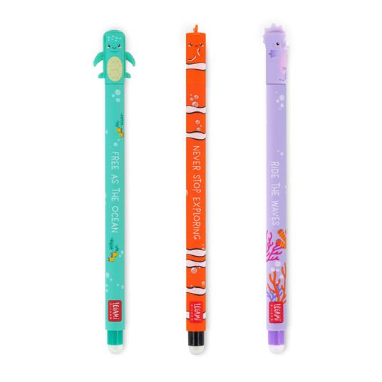 Ibs Set da 3 Penne Gel Cancellabili Legami - Under The Sea - Turchese nero fucsia